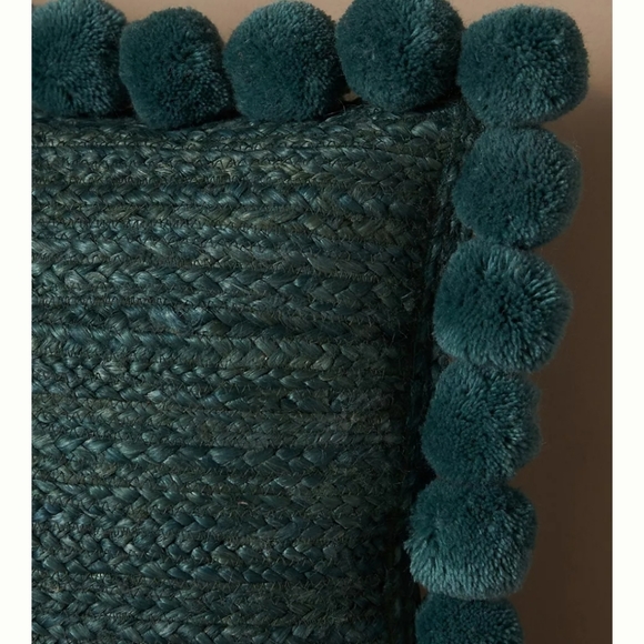Anthropologie Pommed Jute Pillow - turquoise - Picture 3 of 12